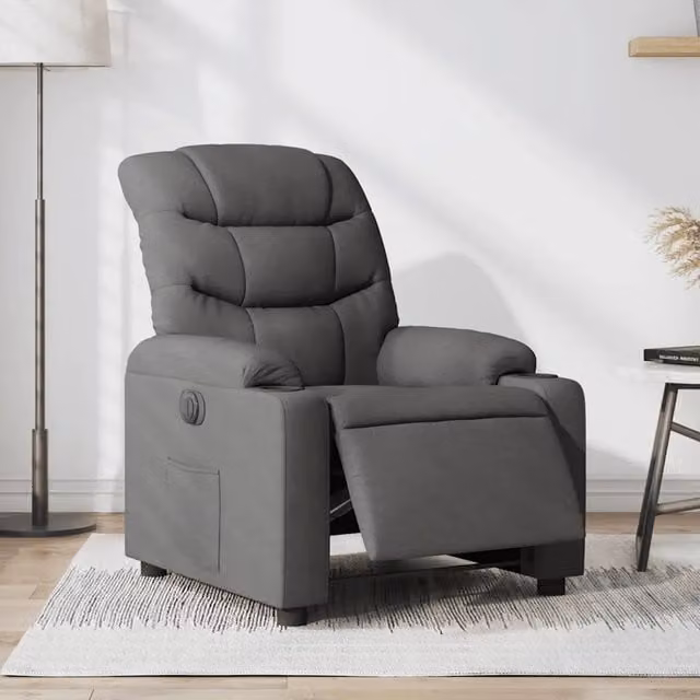 Poltrona Elettrica Reclinabile-Divano Sedia Grigio Scuro in Tessuto 879346