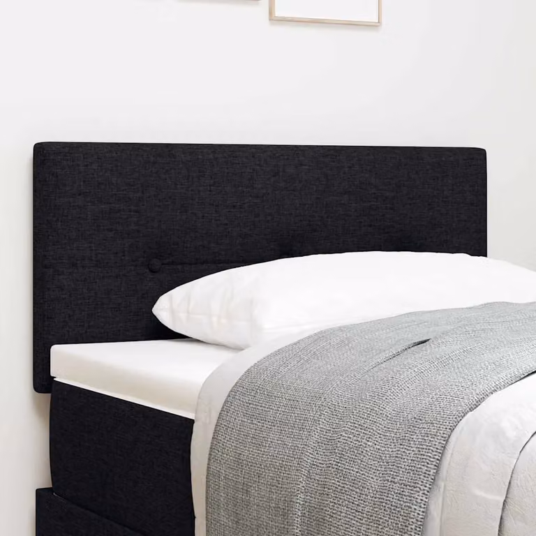 Testiera per letto vidaXL con illuminazione LED e porte USB, rivestimento in tessuto nero, Larghezza: 100 cm