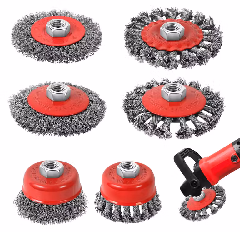 Yokuni, set di 6 spazzole metalliche per smerigliatrice angolare, accessori per smerigliatrice angolare, spazzole in acciaio di diametro 75 mm e 100 mm, compatibili con modelli M14, spazzole flessibili per trapano, ideali per lucidatura, levigatura e rimo