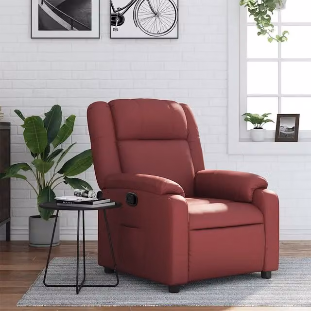 Poltrona Reclinabile Relax vidaXL in Similpelle Rossa con Braccioli e Reclinazione Manuale