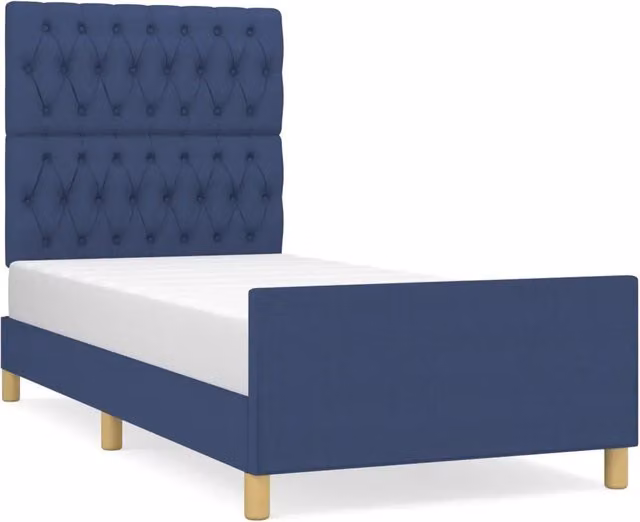 Letto singolo | Letto per adulti | Giroletto senza Materasso Blu 100x200 cm in Tessuto
