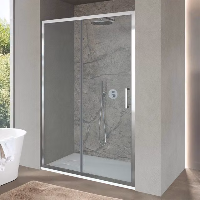 Porta doccia a nicchia scorrevole Ted in cristallo trasparente L: 100 cm, H: 200 cm, P: 6 cm – 1
