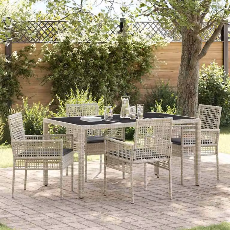 Maison Exclusive - Set da Pranzo per Giardino 5 pcs Grigio chiaro polyrattan