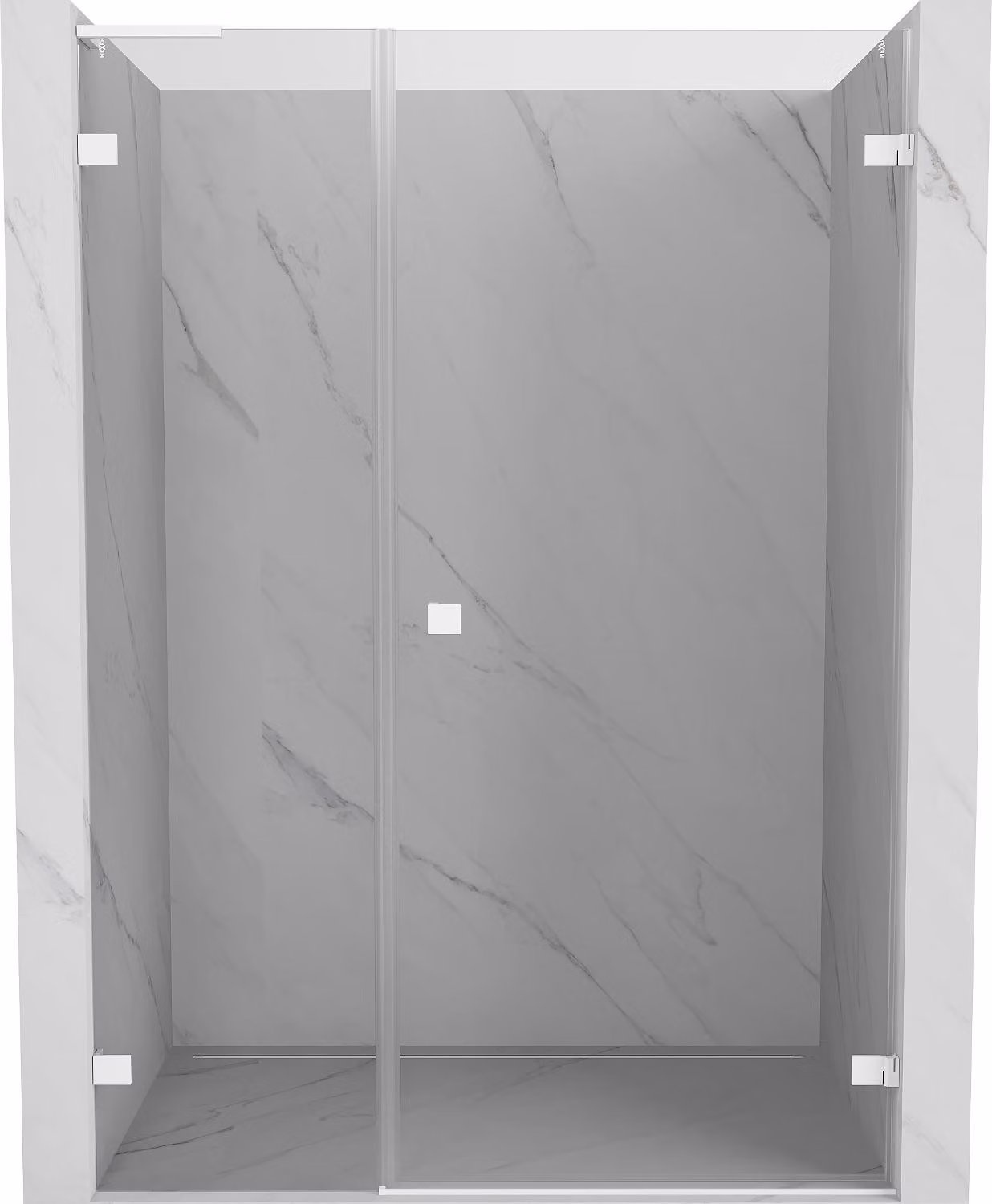Mexen Lunar-B L porta doccia battente destra 125 cm, trasparente, bianco - 832SL-125-050-20-00-P