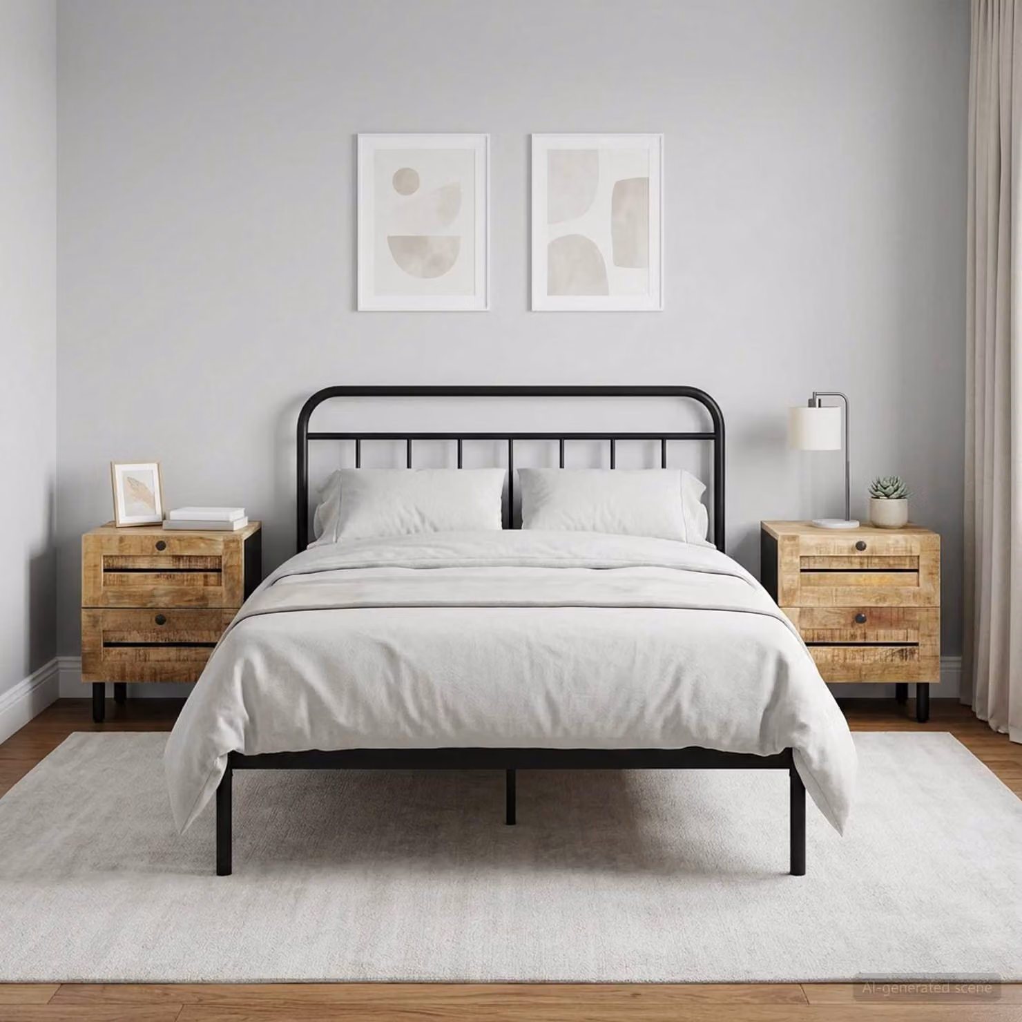 Set di 2 comodini vidaXL in legno di mango massello naturale L: 40 cm, P: 33 cm, H: 46 cm