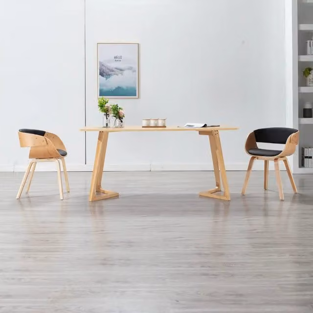 Sedie da Pranzo 2 pz Nere in Legno Curvato e Similpelle 278865
