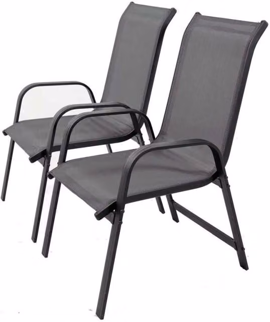 Set di 2 sedie da giardino Phoenix Habitat in alluminio verniciato a polvere e textilene con braccioli, colore grigio scuro e nero