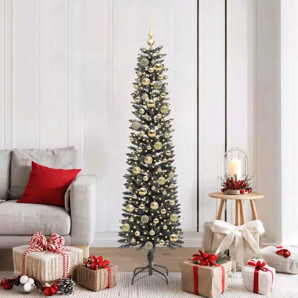 Albero di Natale artificiale moderno vidaXL verde con 300 LED luce bianca calda
