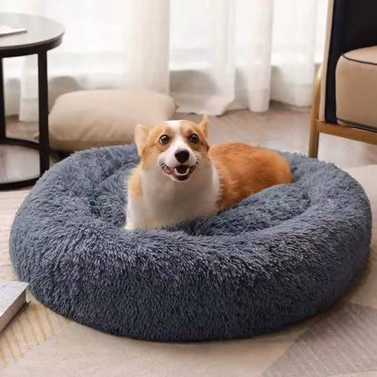 Cuccia rotonda per cani, in lana, 70 cm, divanetto a ciambella per cani e gatti