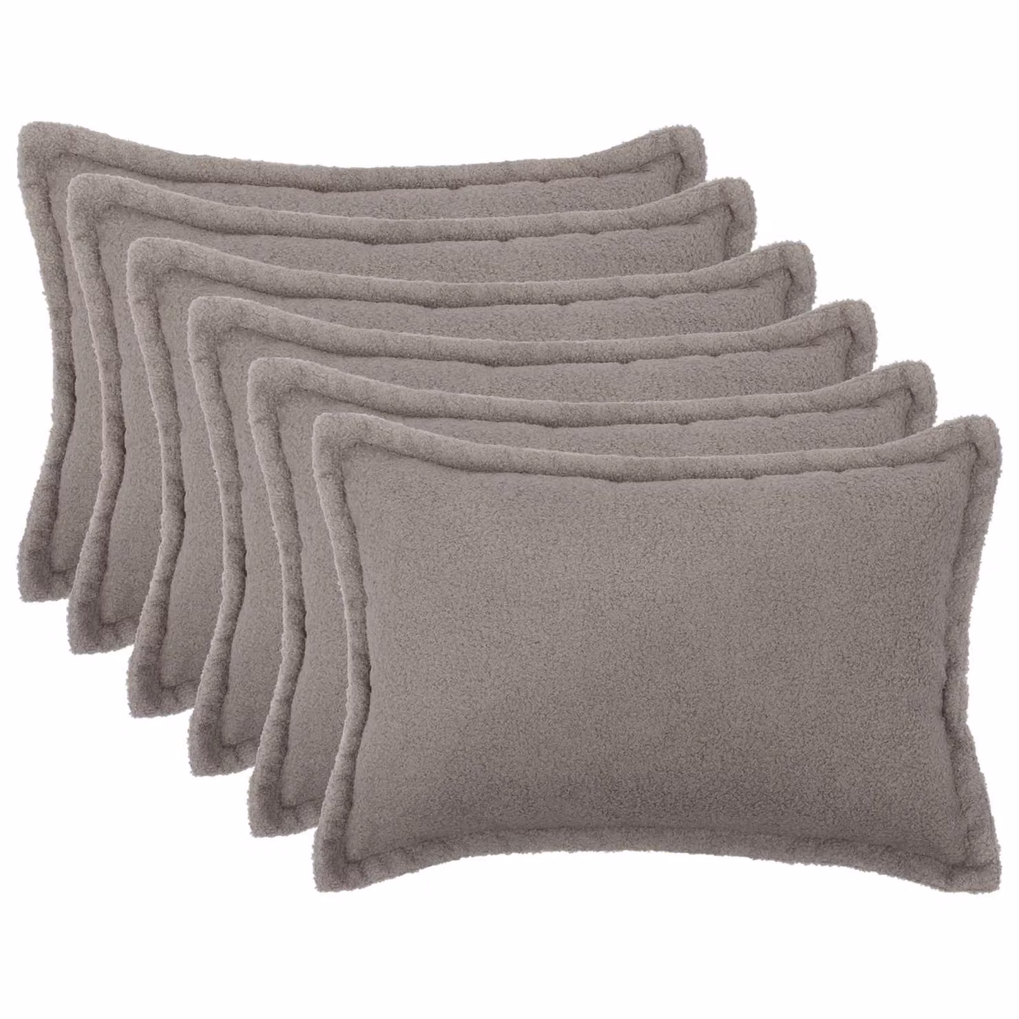Set di 6 federe vidaXL HOUTEN in tessuto bouclé grigio chiaro, L 50 cm x P 30 cm