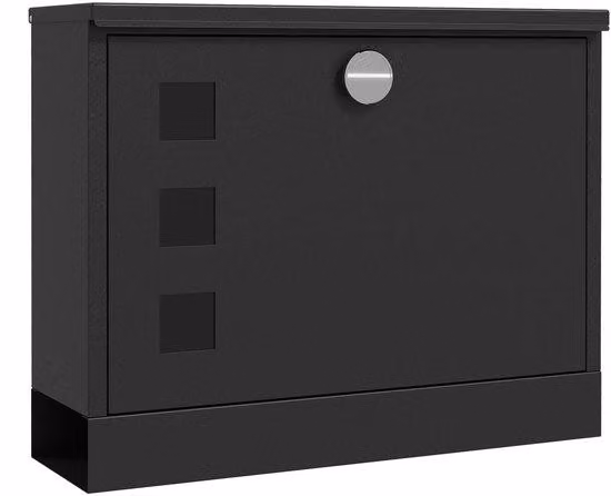 Cassetta portaoggetti moderna per scrivania - Con chiusura a chiave - 36,5 x 11,5 x 29 cm - Colore nero