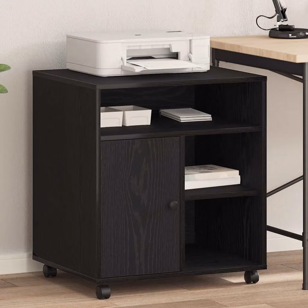 vidaXL Supporto per Stampante Moderno in MDF Nero L 60 cm x P 50 cm x H 67 cm