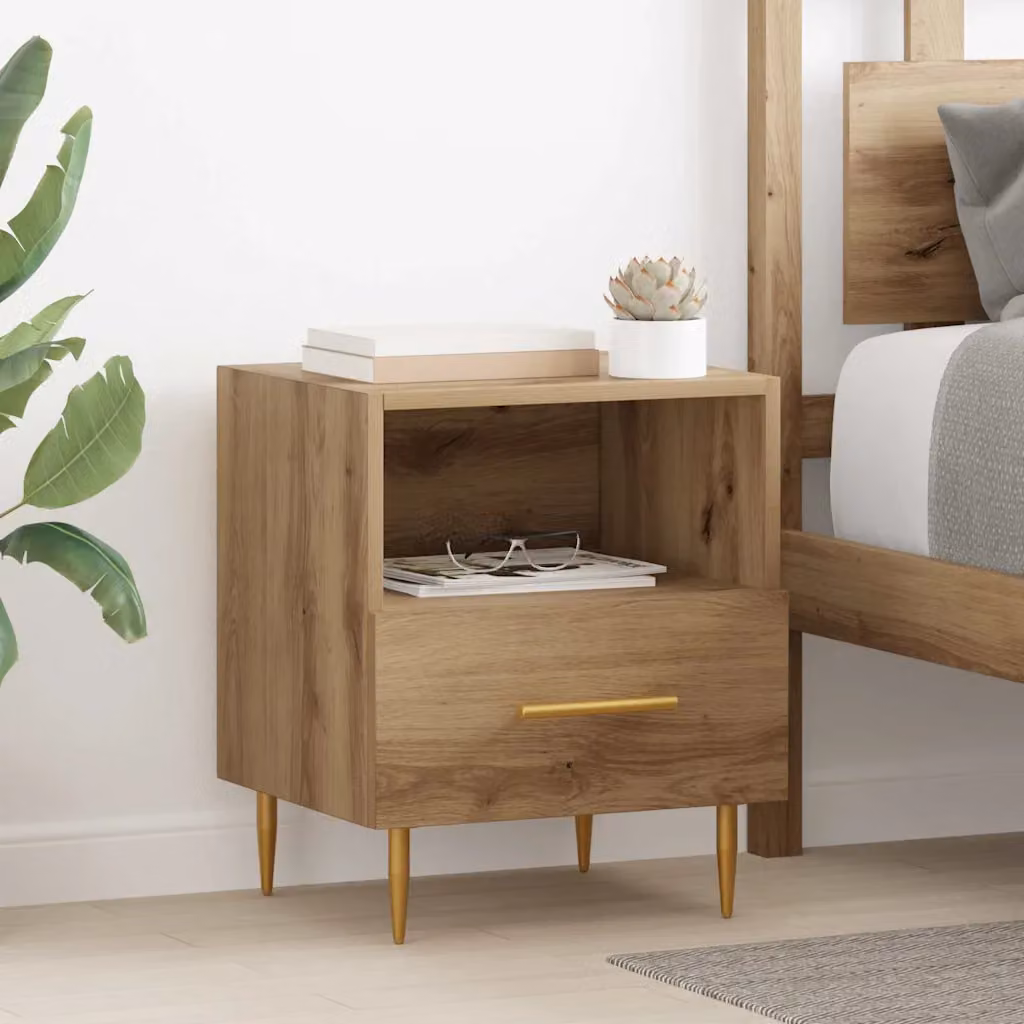 Comodino moderno vidaXL in legno e metallo marrone L/P/H: 40 x 35 x 47,5 cm