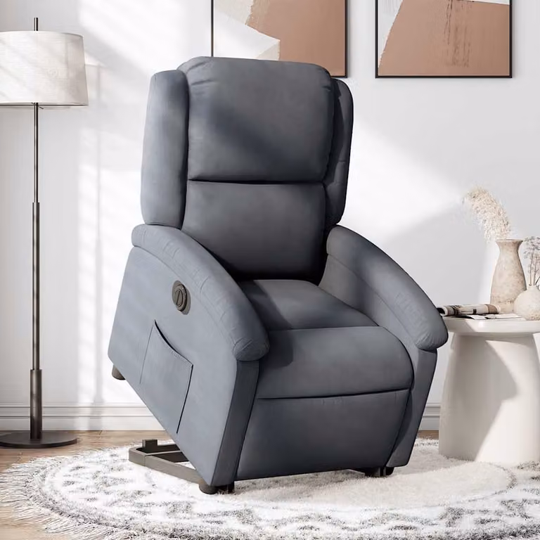 vidaXL Poltrona Alzapersona Reclinabile Elettrica in Velluto Grigio