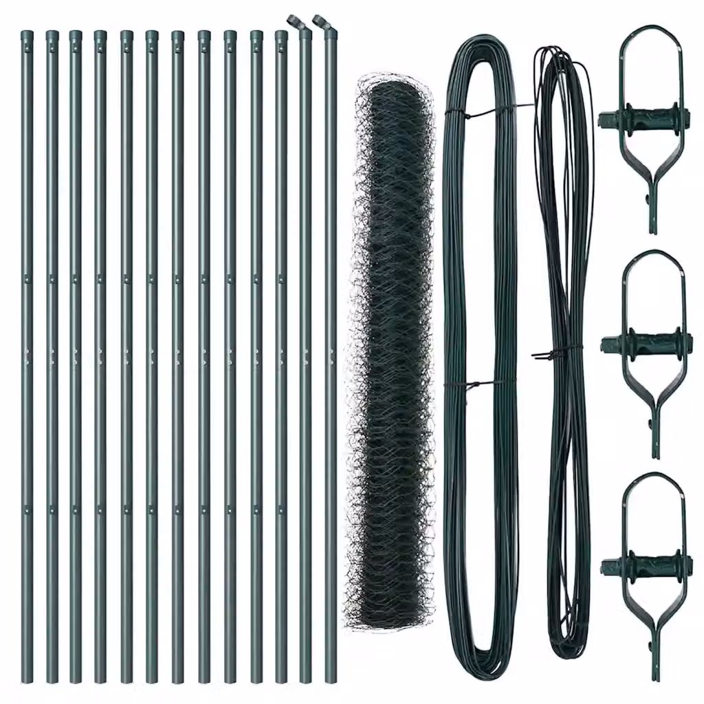 vidaXL Recinzione esagonale in acciaio e PVC verde 25 x 1,4 m – 2