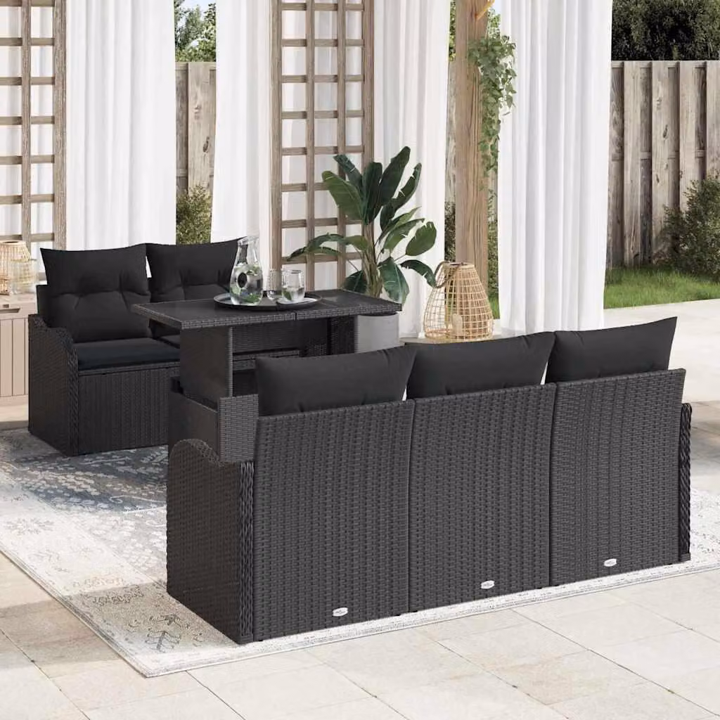 Maison Exclusive - Set Divano da Giardino con cuscino 6 pcs Nero polyrattan