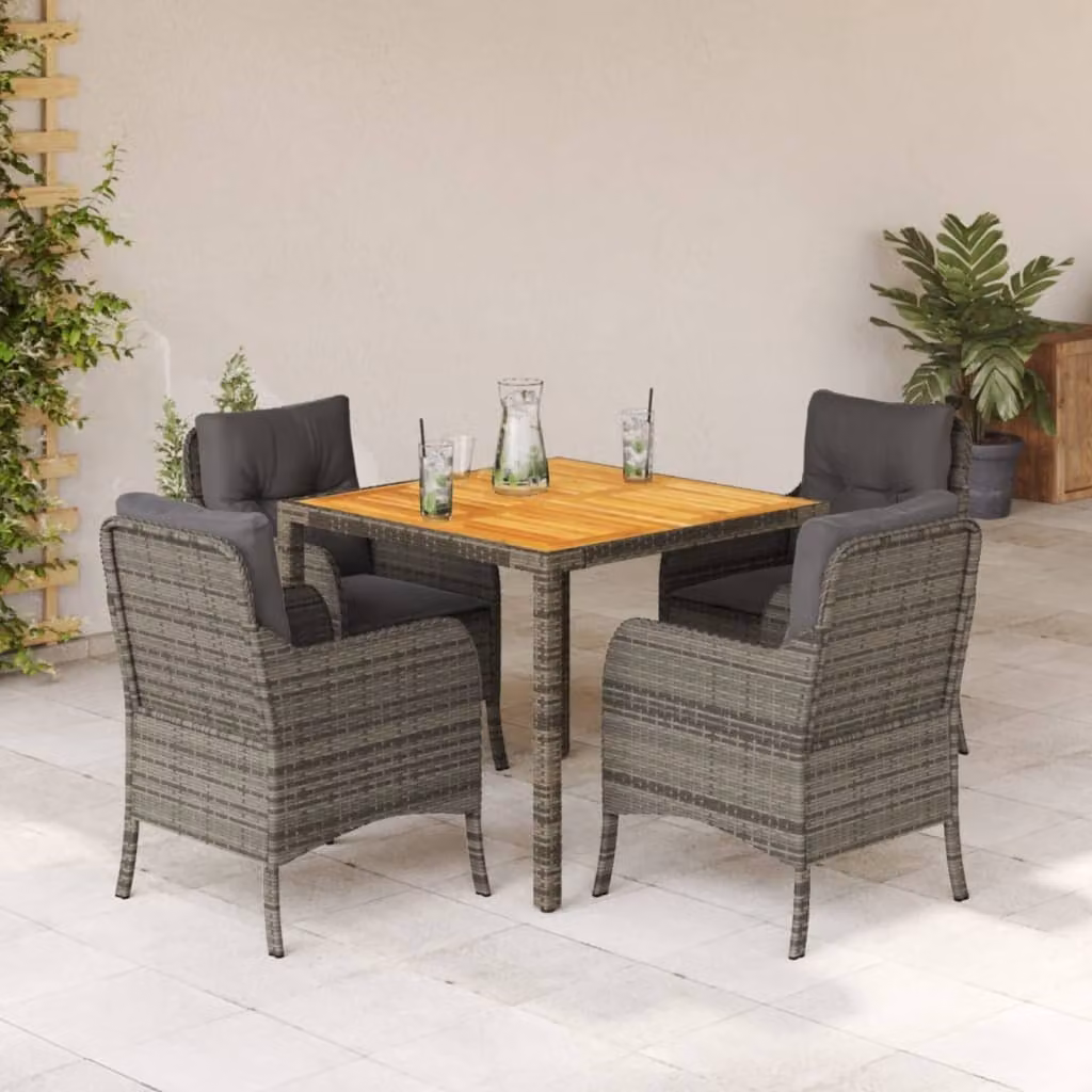 Maison Exclusive - Set da Pranzo da Giardino 5 pz con Cuscini in Polyrattan Grigio