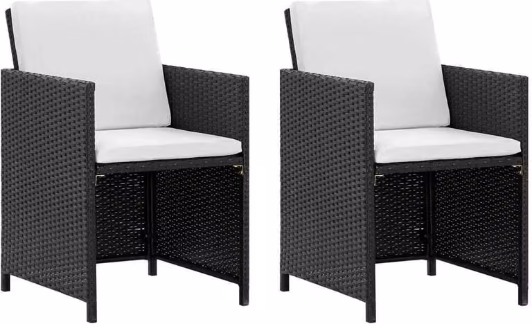 Set da Pranzo da Giardino 5 pz con Cuscini in Polyrattan Nero