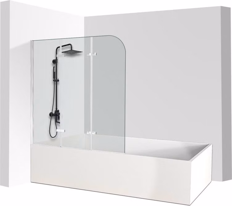 Jopassy cabina doccia 120x140cm schermo pieghevole per vasca da bagno Attacco per vasca da bagno Schermo doccia pulito in vetro NANO Easy Clean da 6mm