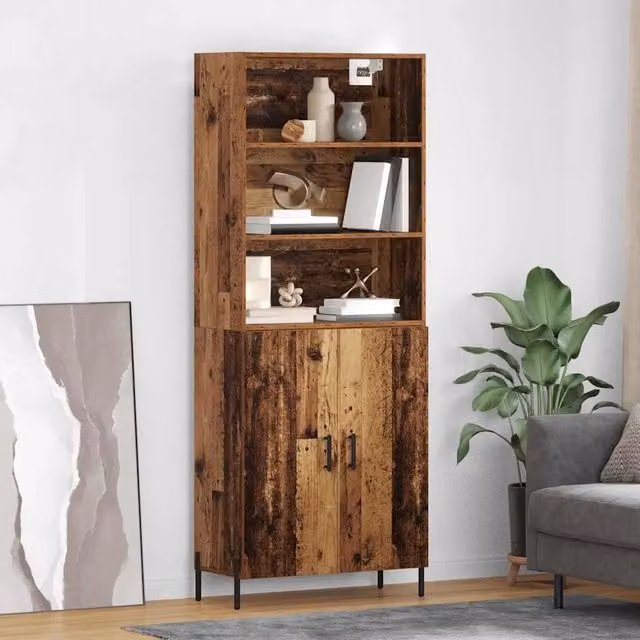 Credenza Buffet Armadio Moderno vidaXL in Legno Marrone con Ante a Battente L: 69,5 cm, P: 32,5 cm, H: 180 cm – 1