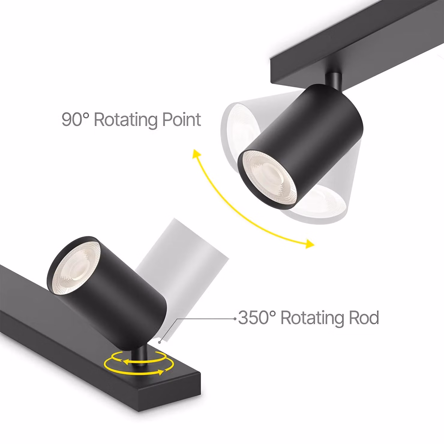 Braytron Plafonaio a faretto a 1 luce, nero, LED, attacco GU10, orientabile