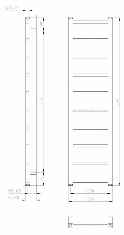 Radiatore da bagno Sapho METRO LIGHT 300x1140 mm, bianco