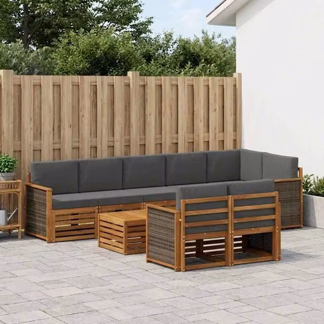 Set di divani da esterno 8 pz Naturale e Antracite 3384528
