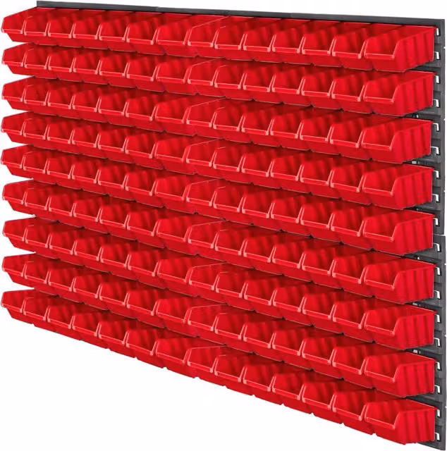 Pannello portautensili KADAX da parete per officina, 117x78 cm, 126 vassoi, robusto, per garage.