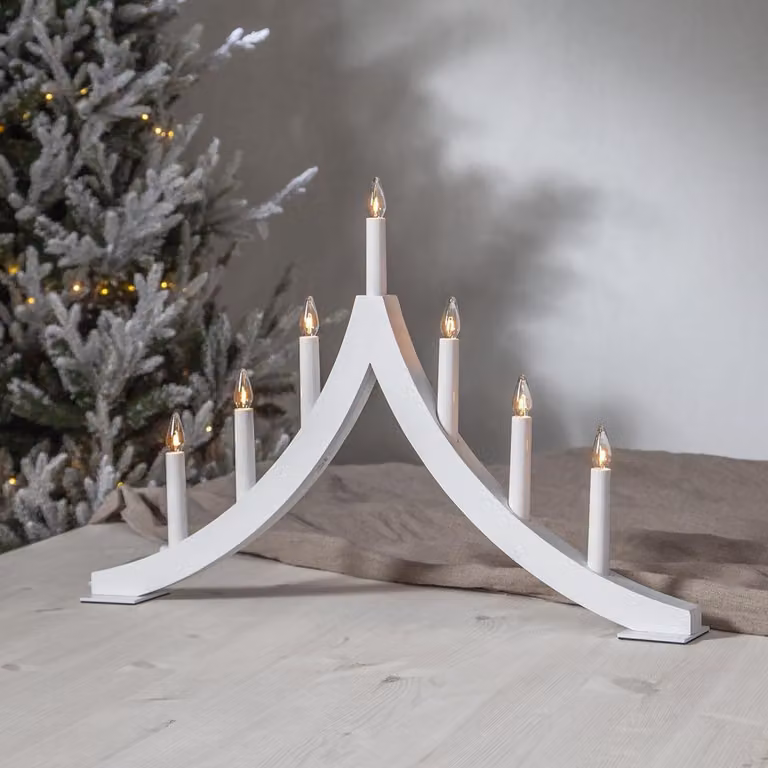 Arco luminoso, Pagod, 7 luci, legno, bianco
