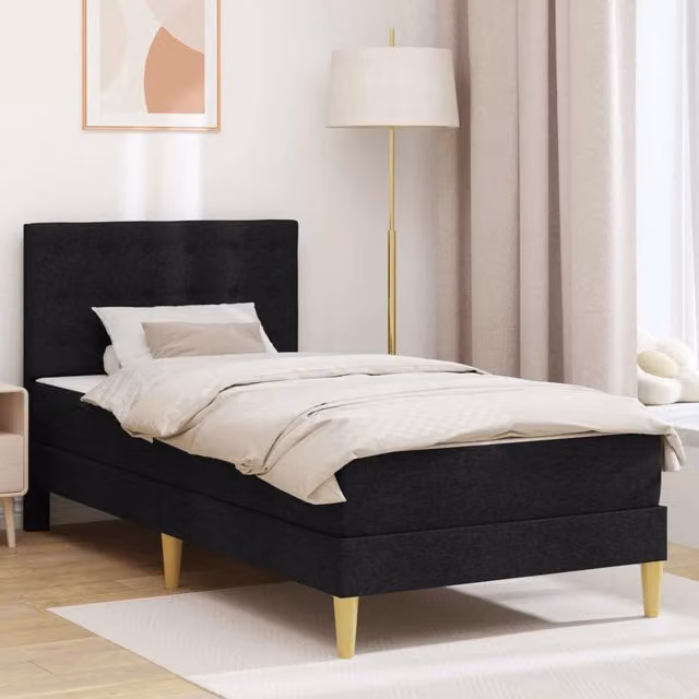Letto con materasso vidaXL in tessuto nero L/P/H: 200 x 90 x 94 cm