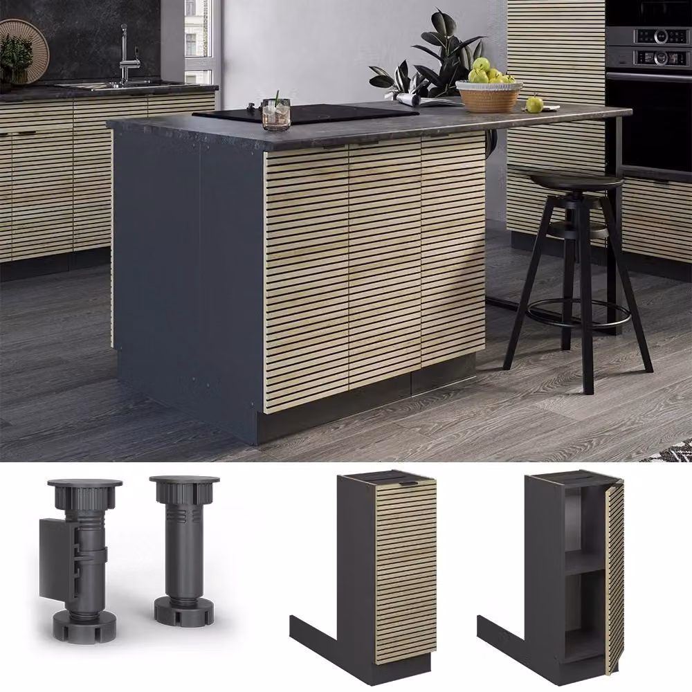 Isola da cucina Vicco Fame-Line con pannello in quercia e antracite senza piano di lavoro – 2