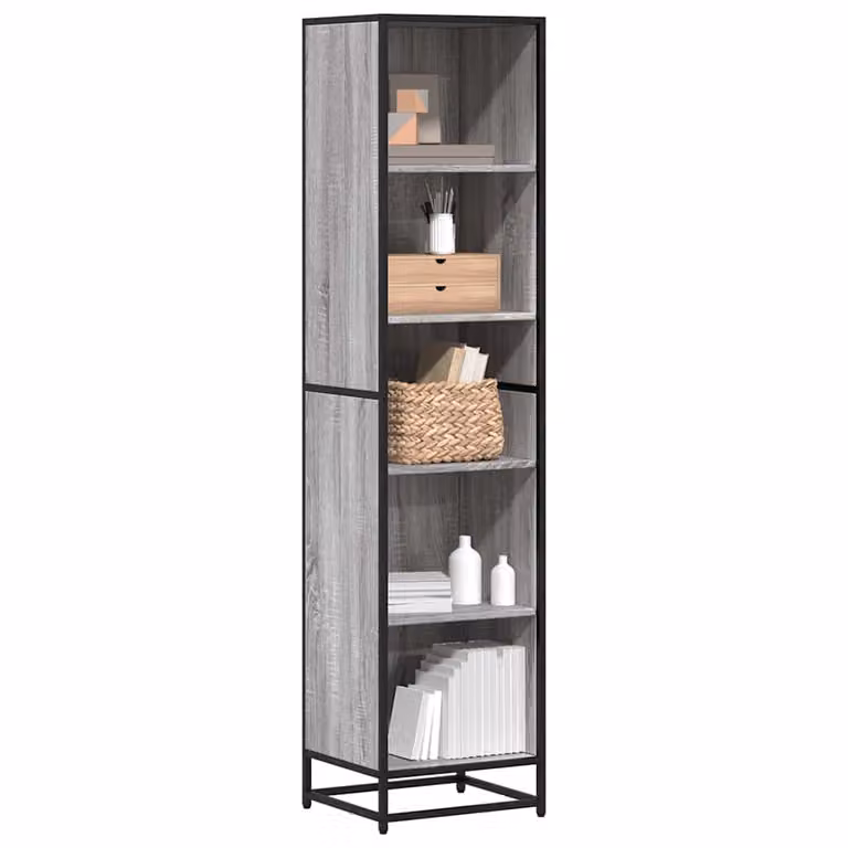 Libreria Industrial vidaXL in Legno e Metallo Grigio L: 40 cm, P: 35 cm, H: 170,5 cm