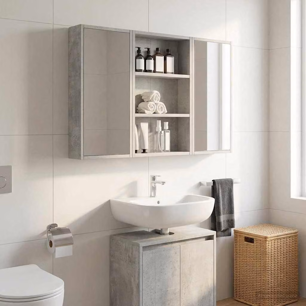 Armadio da bagno a muro vidaXL moderno in MDF grigio opaco L: 40 cm, P: 10 cm, H: 60,5 cm