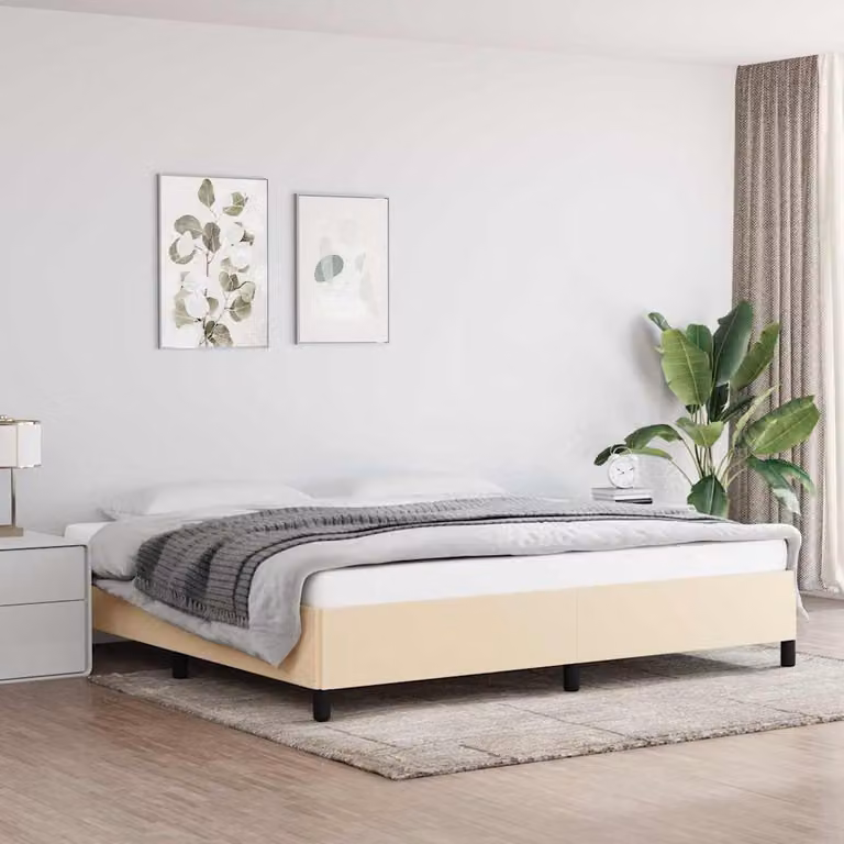 vidaXL Giroletto senza Materasso in Tessuto Beige L/P: 200 x 200 cm