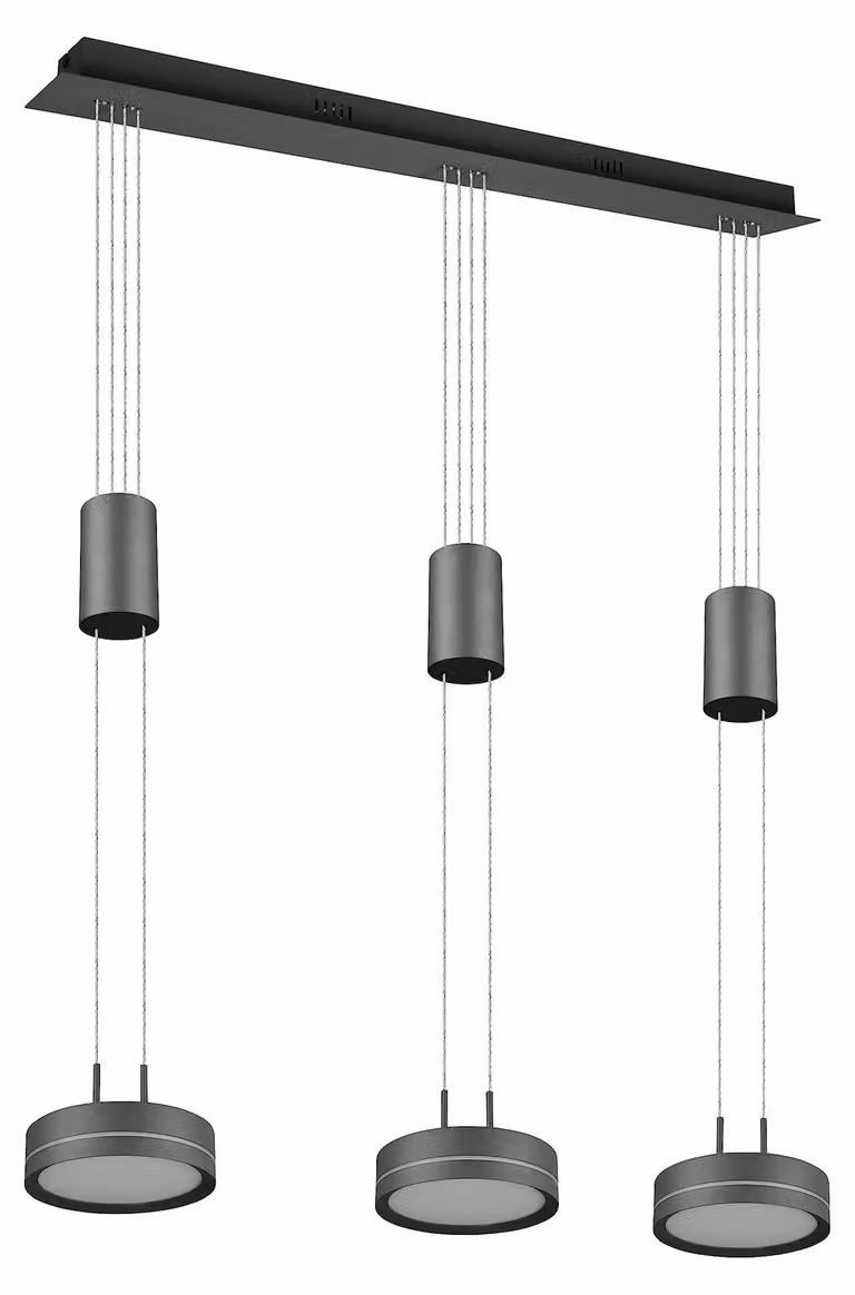 Lampada a sospensione Franklin, 3 luci, LED, 9 W, 3000 K, antracite, 85 cm