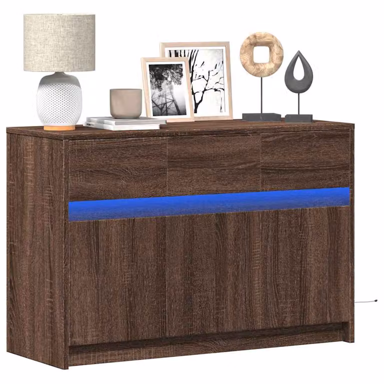vidaXL Mobile Porta TV Moderno con Illuminazione LED Integrata, Rovere Marrone, L 91 cm x P 34 cm x H 61 cm