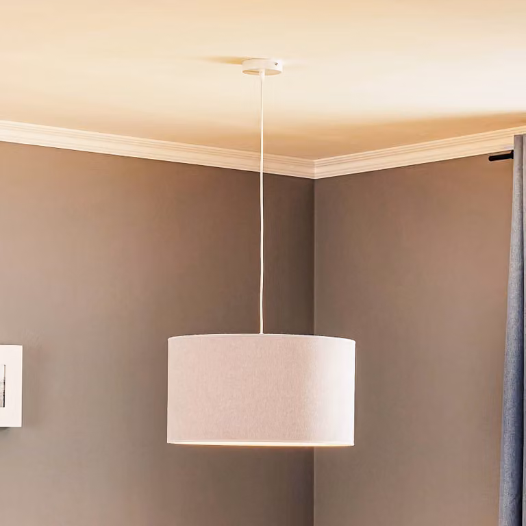 Lampada a sospensione Bristol Duolla, dimmerabile, Alluminio / Grigio / Zincato, Soggiorno / Sala da pranzo, Tessuto / Stoffa / Seta, Lampada a sospensione