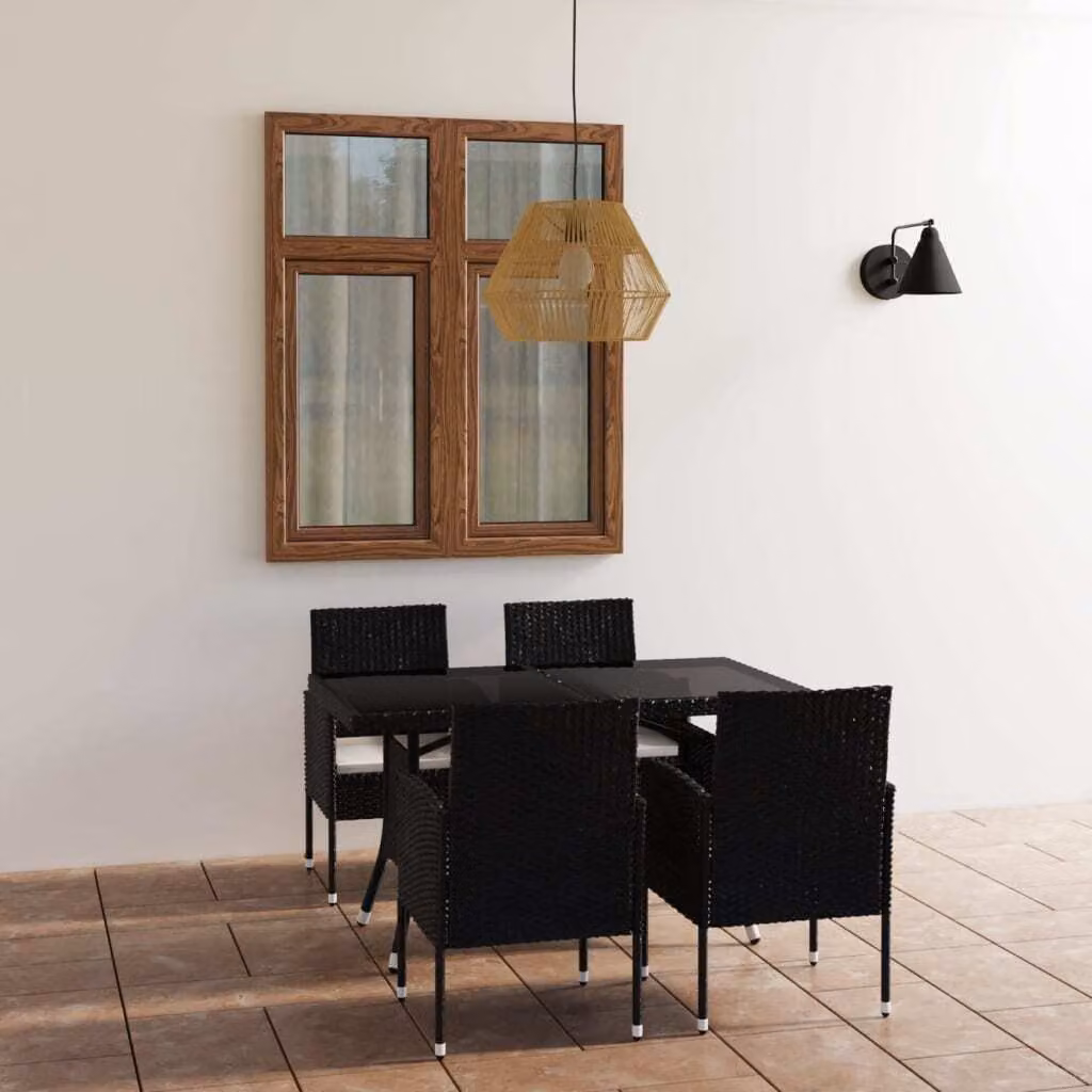 Maison Exclusive - Set da pranzo da giardino 5 pezzi in polyrattan nero