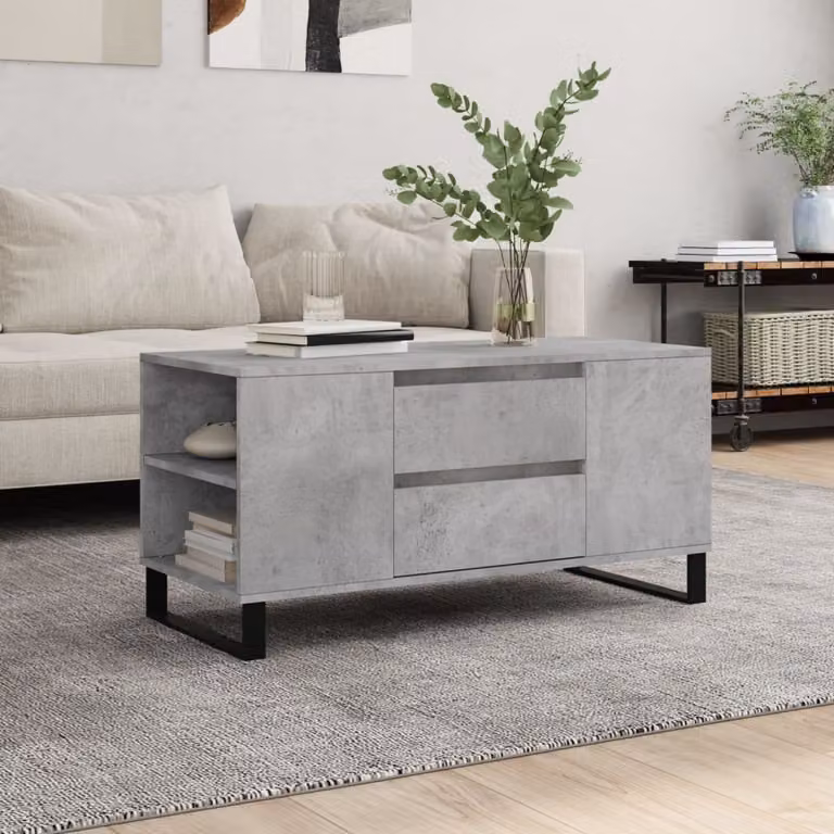 Maison Exclusive - Tavolino da salotto grigio cemento 102x44,5x50 cm Materiale ligneo