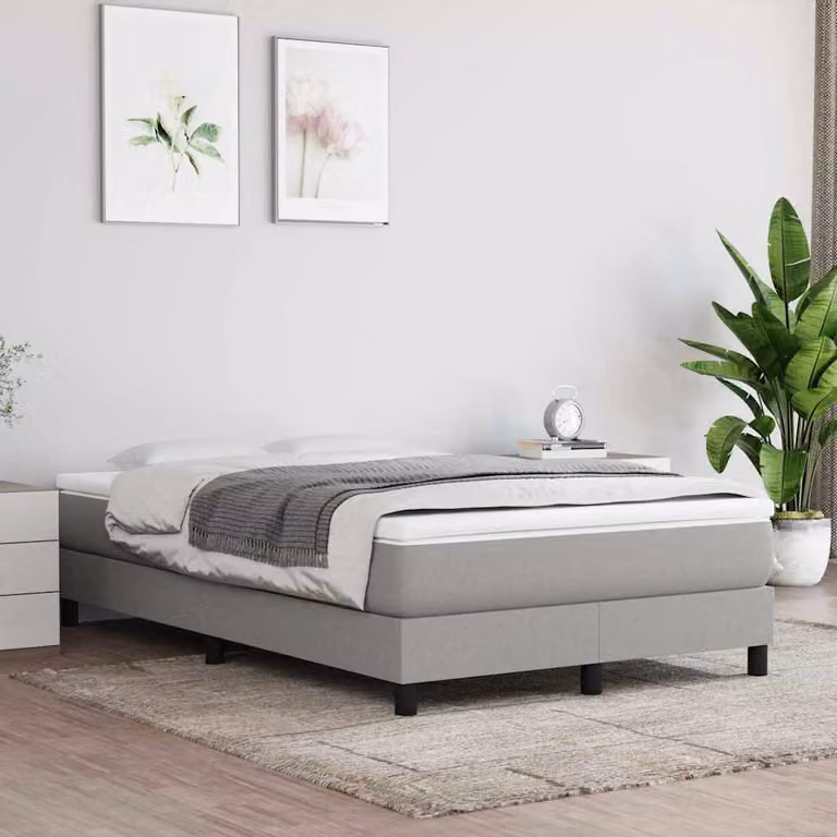 vidaXL Struttura Letto a Rete a Molle in Tessuto Grigio con Doghe Curvate L: 120 cm, P: 200 cm, H: 203 cm