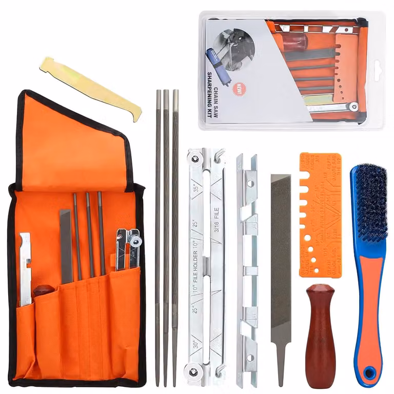 Solidchoice - Affilatrice professionale per motoseghe - Kit di affilatura per motoseghe - 11 pezzi, completo - Ideale per hobbisti e professionisti - Efficace...