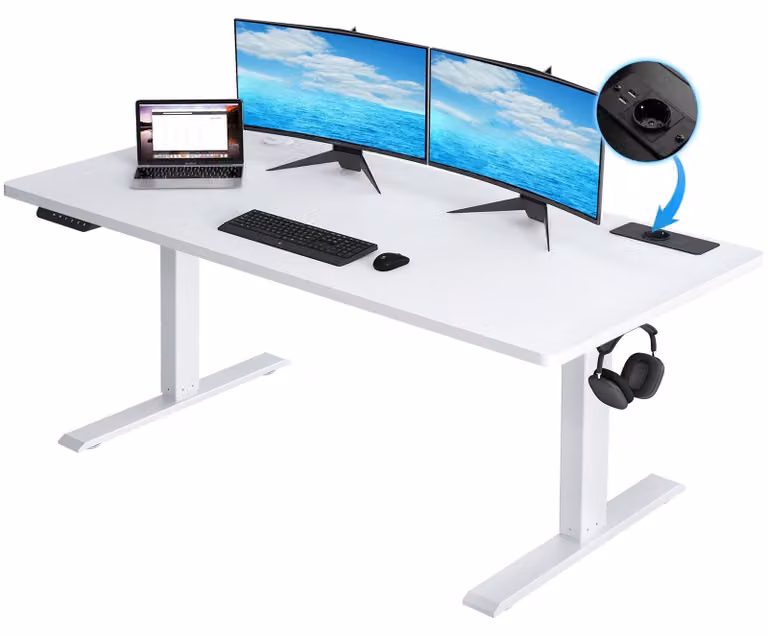 Scrivania regolabile in altezza - Scrivania alzatavola - Scrivania elettrica - Tavolo da lavoro - Scrivania per l'ufficio - 140x60 cm