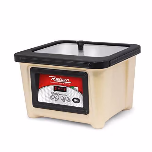 Reber - Apparecchio per cottura sottovuoto 10066N, ABS, Inox, 10 litri, timer, crema