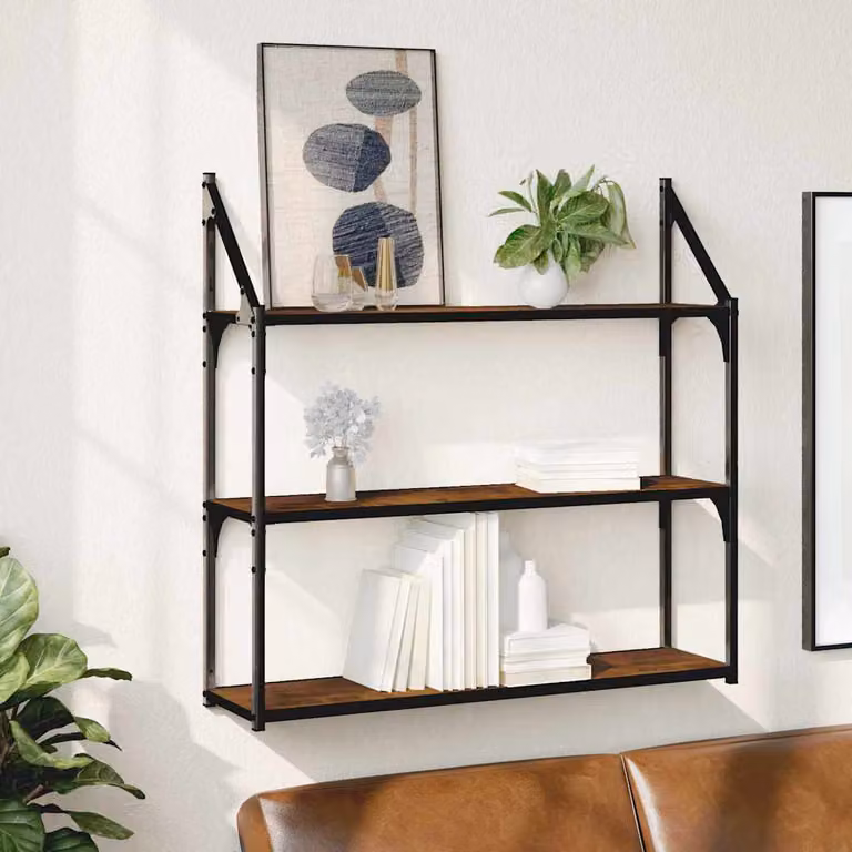 Scaffale da parete vidaXL con 3 ripiani in Rovere Fumo, L 80 cm x P 21 cm x H 78,5 cm