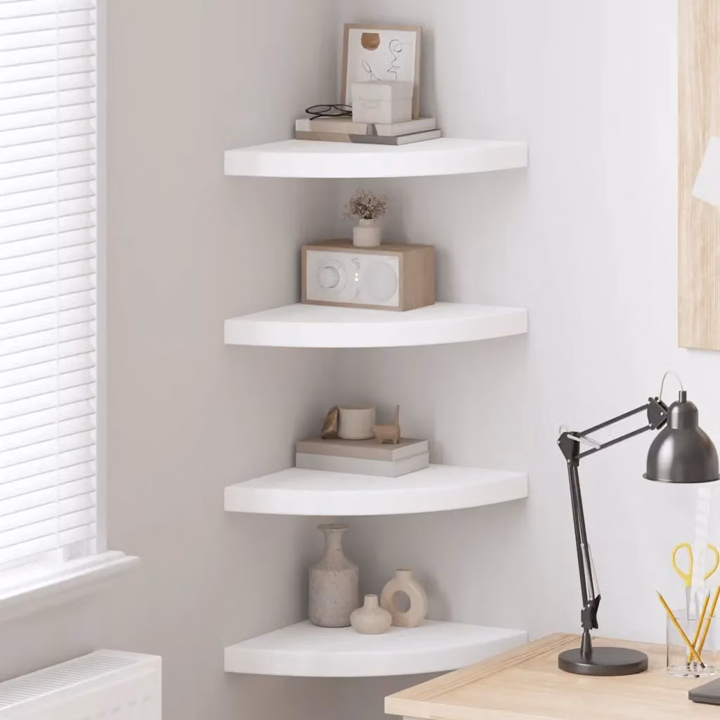 Set di 4 Scaffali Angolari da Parete DESIGN IN Bianchi in MDF, L/P/H: 35 x 35 x 3,8 cm – 2
