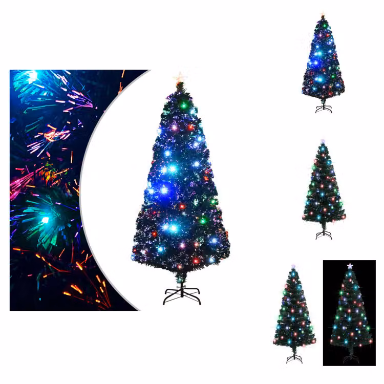 albero di Natale vidaXL con illuminazione e supporto 180 cm in vetroresina - Alberi di Natale