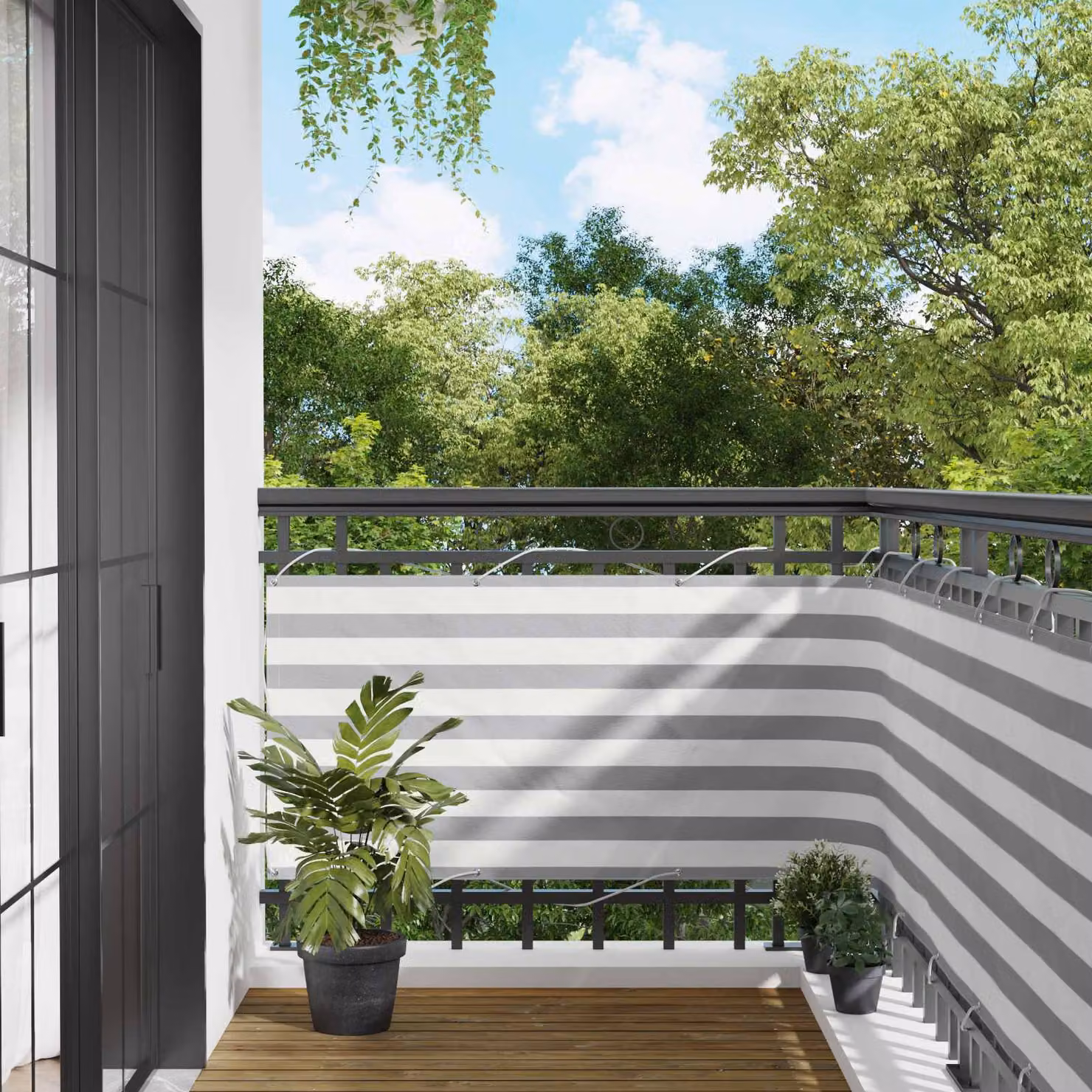 Schermo da balcone rettangolare vidaXL in tessuto Oxford e alluminio, L: 600 cm, H: 75 cm
