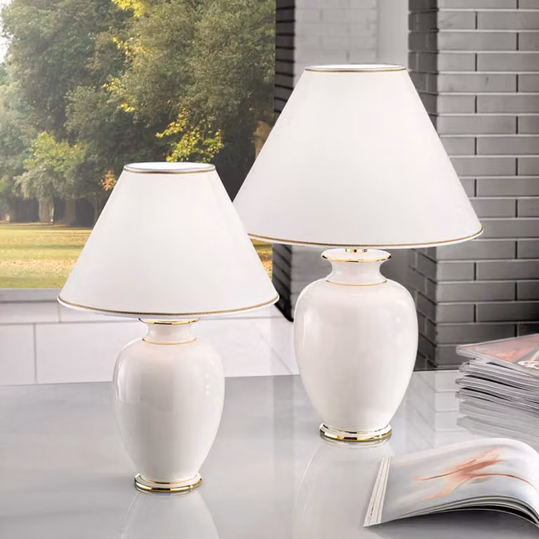 austrolux Lampada da tavolo Giardino Avorio, Bianco / Opale, Soggiorno / Sala da pranzo, Ceramica, Campagna / Rustiche, Lampada da tavolo