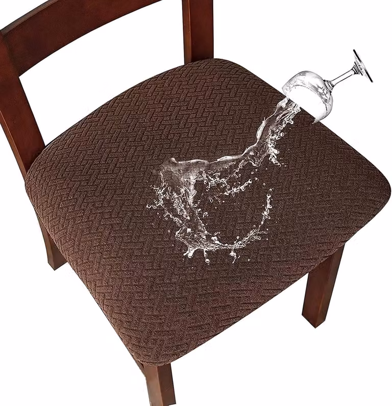 Set di coprisedie, composto da 4 pezzi, impermeabili, color marrone, per sedie da pranzo