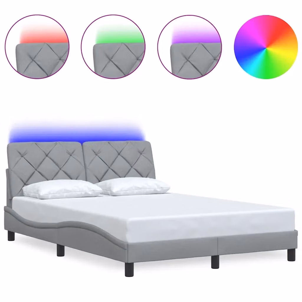 Giroletto vidaXL con LED e porta USB, Grigio Chiaro, L/P/H: 140 x 190 x 74,5 cm – 2